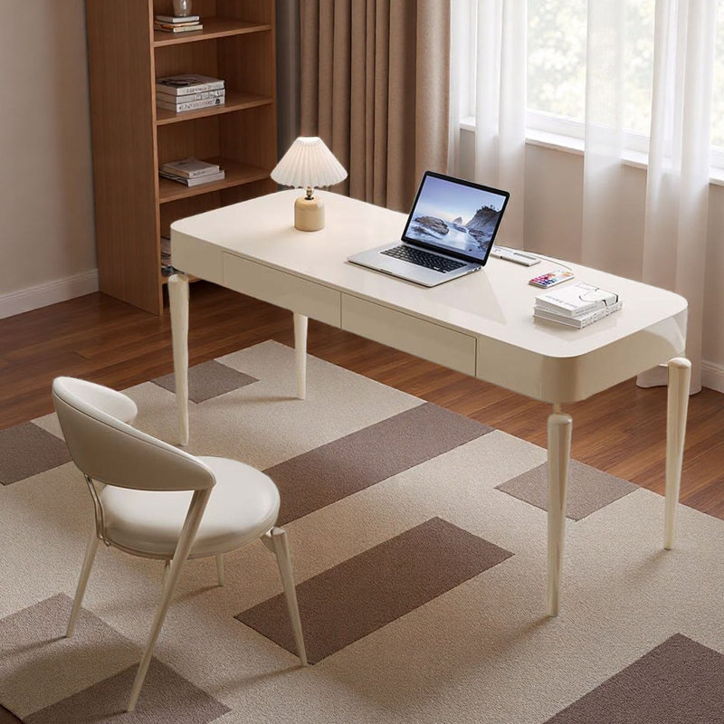 Cream White Minimalist Desk