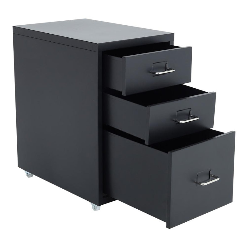 Eulonda 28cm Wide 3 -Drawer Mobile File Cabinet, Black
