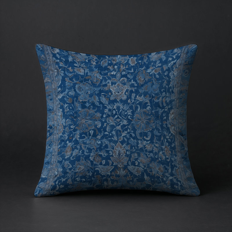 Coussin décoratif intérieur / extérieur gris Modern Modern, Carré 16 po, Bleu / gris abstrait