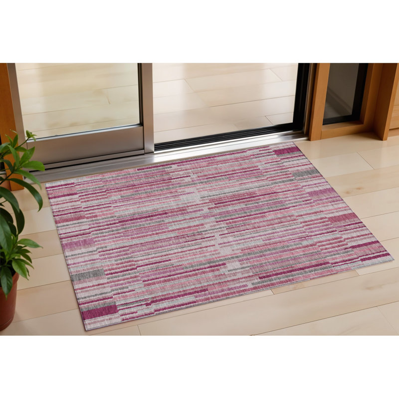 Tapis intérieur lavable rayé ivoire et rayé 3 pi x 5 pi