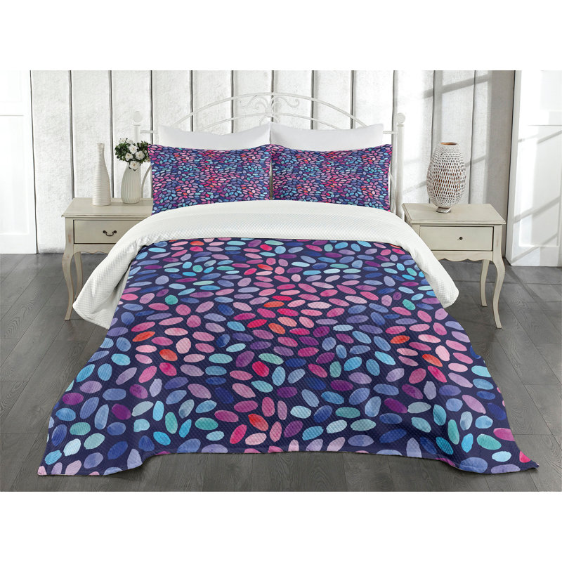 King Size Multicolor Quilted Bedspread Set with Pillow Shams