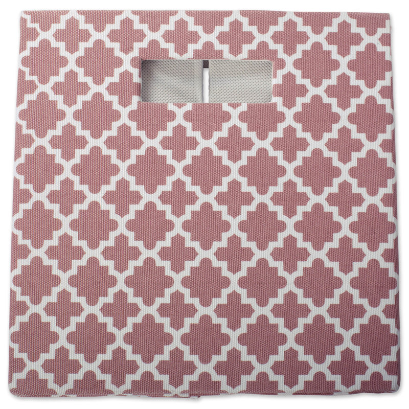 Cube en tissu treillis, Rose, H 13 po x l 13 po x p 13 po