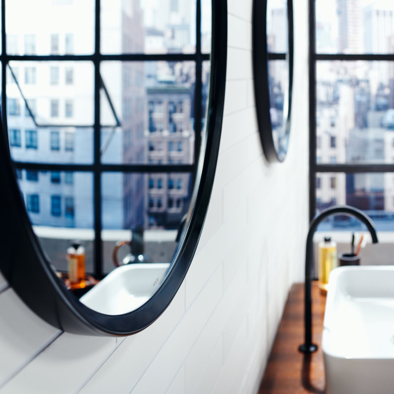 Universal Round Metal Wall Mirror, Matte White