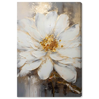 Gold Sprayed Flower Canvas Floral Vase Wall Art by Art Remedy