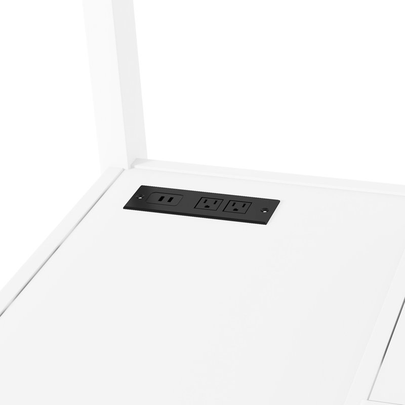 Grand lit mezzanine en métal avec télécommande - luminosité à DEL réglable et garde-robe de rangement pour adultes - optimisation de l'espace vertical blanc