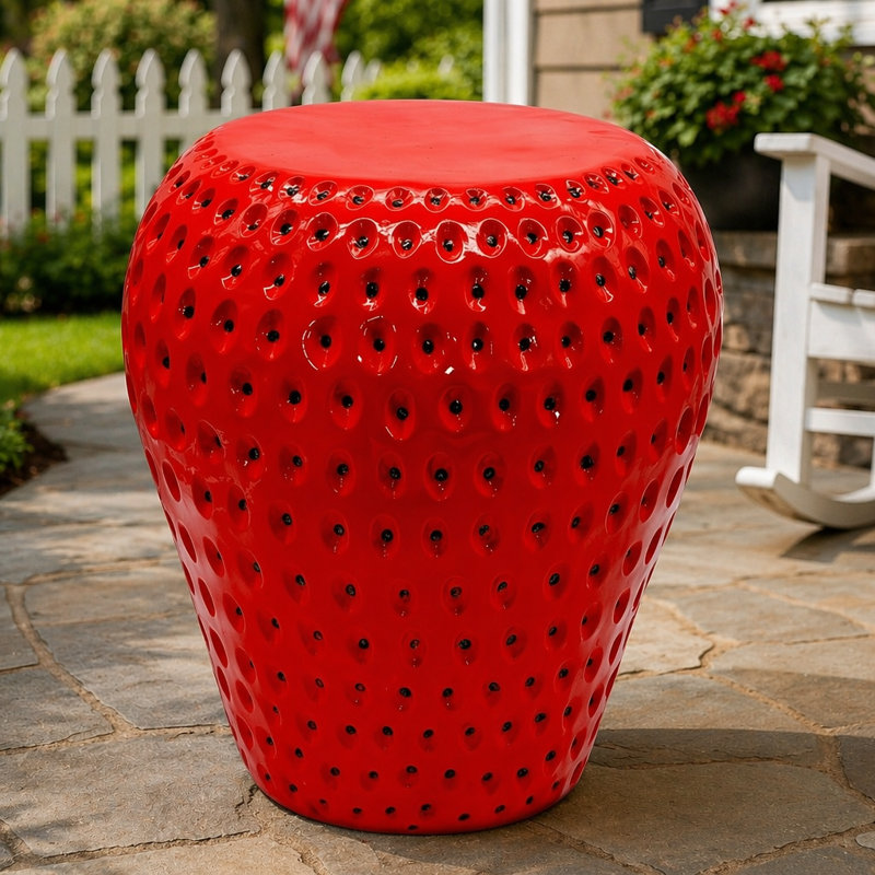 Tabouret à fruits Strawberry, tabouret surdimensionné en résine de 13,4 po, table d'appoint, décorations de jardin pour l'intérieur et l'extérieur, mobilier de jardin innovant et polyvalent