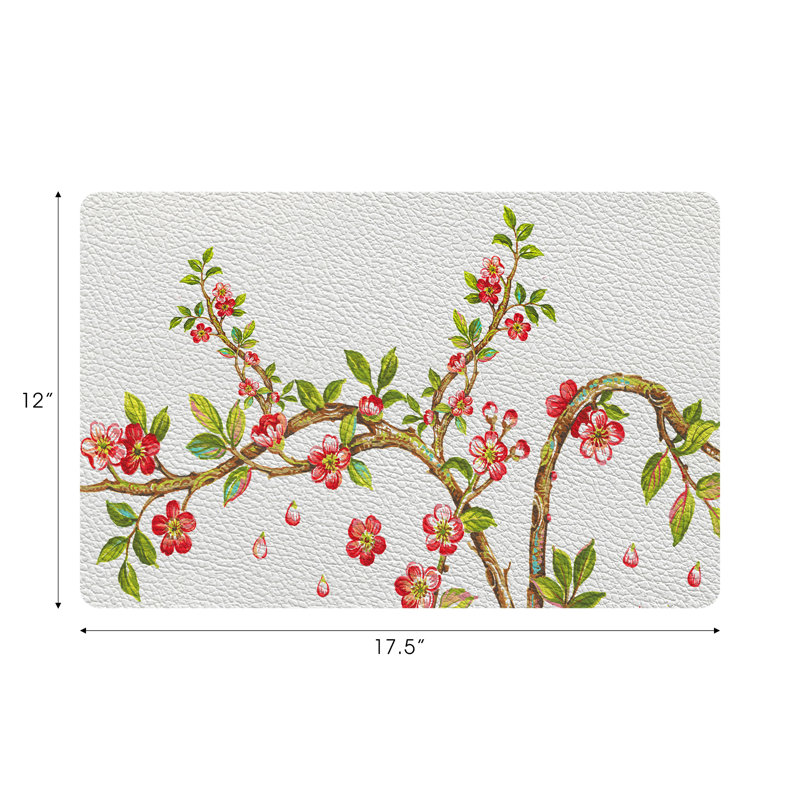 Cherry Blossom Pebble 17.5" Vinyl Placemat, Red