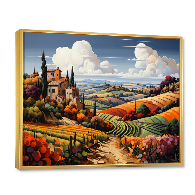 Italie, Toscane, vignobles I - Italie, impressions encadrées, Cadre flottant doré, H 16 po x l 32 po x P 1 po