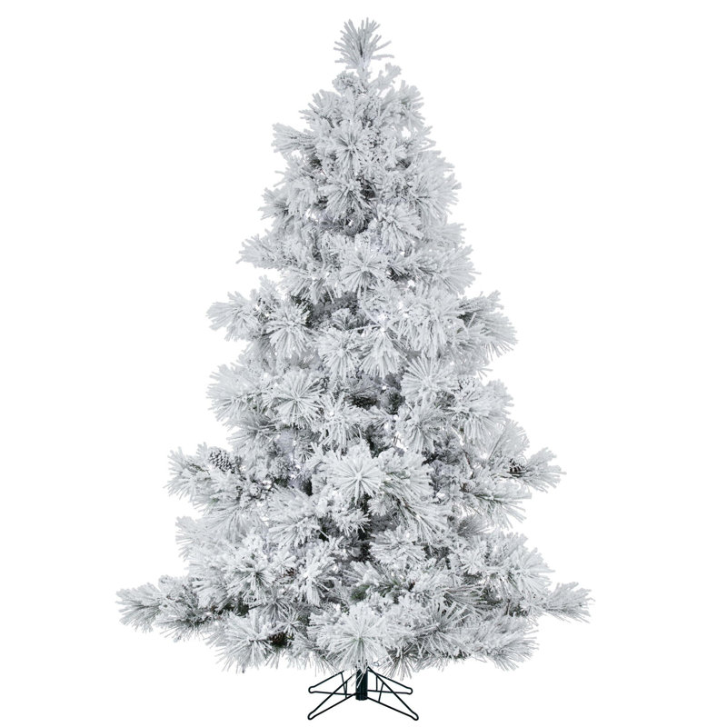 Flocked Sierra Lighted Artificial Pine Christmas Tree, 6.5' H x 58" W