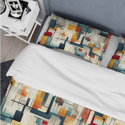 Urban Reflections IV - Geometric Duvet Cover Set - Microfiber Polyester