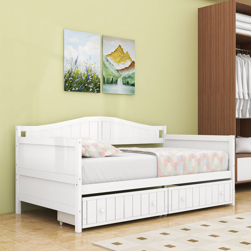 Twin Size Daybed with Storage Drawers, White