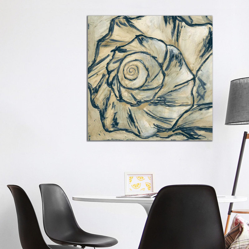 Navy Seashell Spiral I by Megan Meagher - 1 Piece Wrapped Canvas Painting, 93.98 cm H x 93.98 cm W x 3.175 cm D