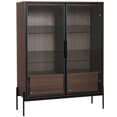 51.2'' Freestanding Display Cabinet With 2 Storage Drawers, Pantry With Glass Doors & LED Lighting, Curio Cabinet With Glass Door & 4-Tier Adjustable Shelves For Living Room, Kitchen, Office