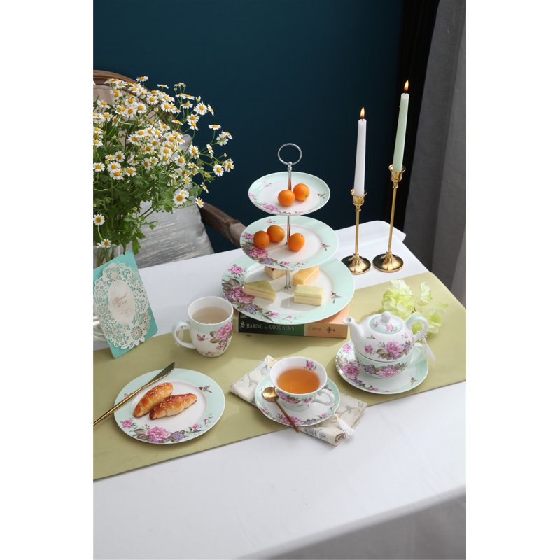 Aldershot Bone China Tiered Stand, Green