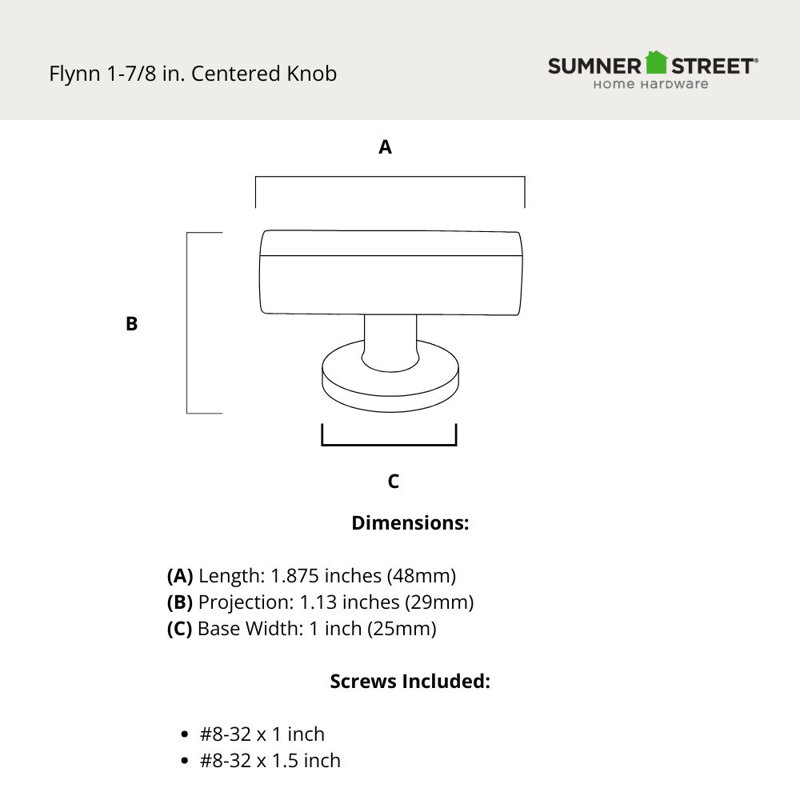 Flynn 1-7/8" Length Matte Black Bar Cabinet T-Knob, Matte Black