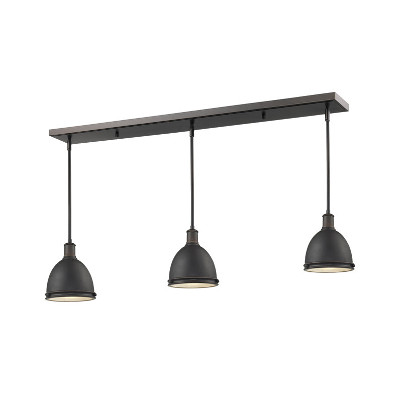 Luminaire suspendu linéaire pour îlot de cuisine 3 lumières Marquise, H 9,75 po x l 50 po x P 8 po, Nickel brossé