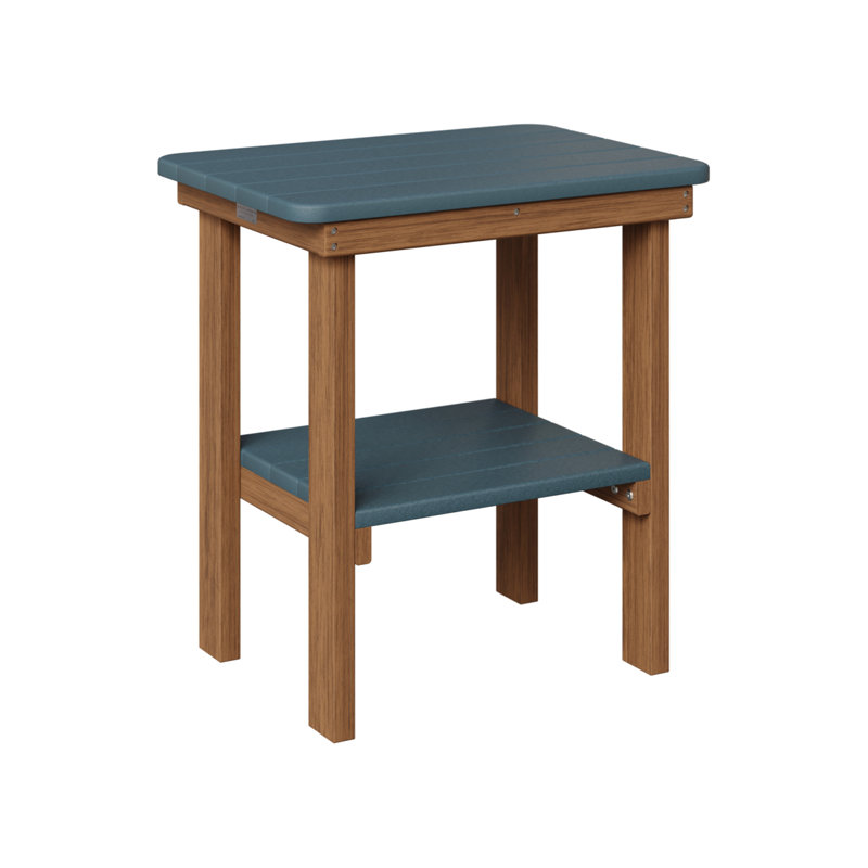 Outdoor Rectangle Side Table, Antique Mahogany, Slate/Seashell