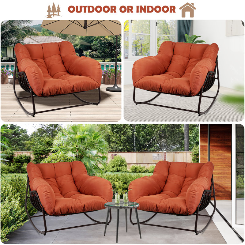Chaise berçante d'extérieur en fer Luisang, Rouge