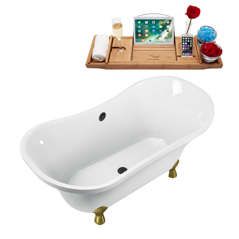 Baignoire de trempage sur pattes 60 "Streamline, Or brossé, Bronze brossé