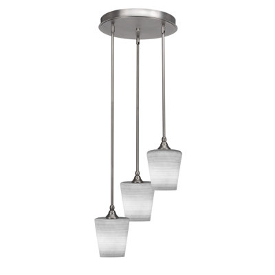 Empire 3 Light Stem Hung Cluster Pendalier With 6" Glass