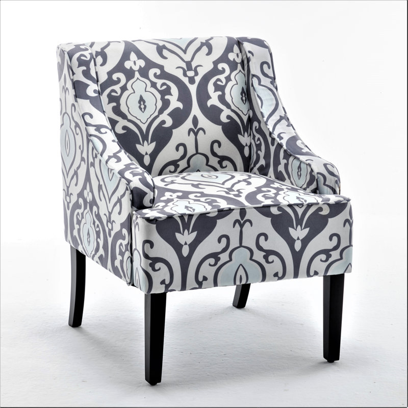 Gartenbush Upholstered Armchair, Black/White Print Microfiber/Microsuede