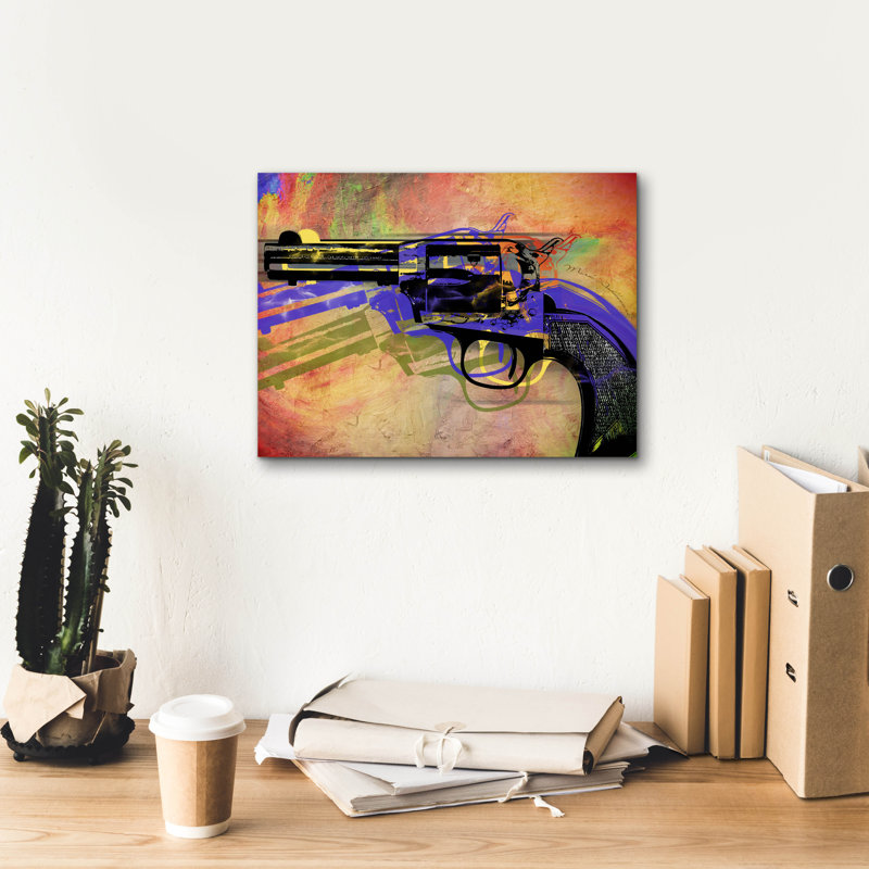 "Epic Graffiti" Gun 6 "par Mark Ashkenazi, art mural sur toile, 16 po x 12 po, H 12 po x l 16 po