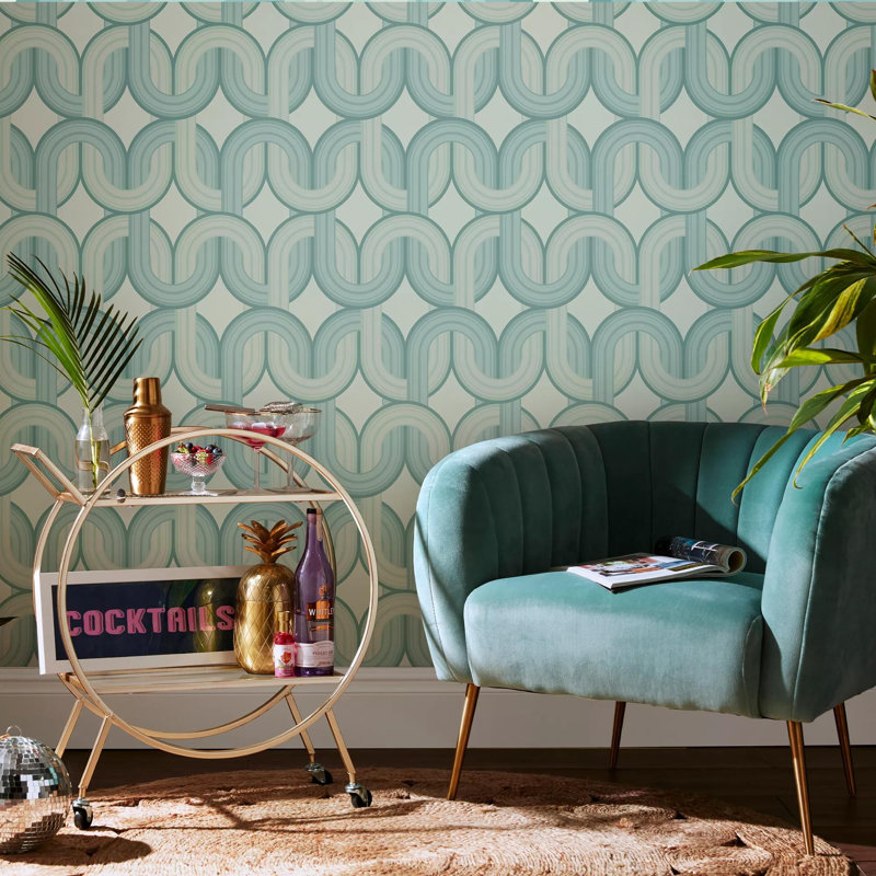 Envy In the Loop Geometric Wallpaper, Green