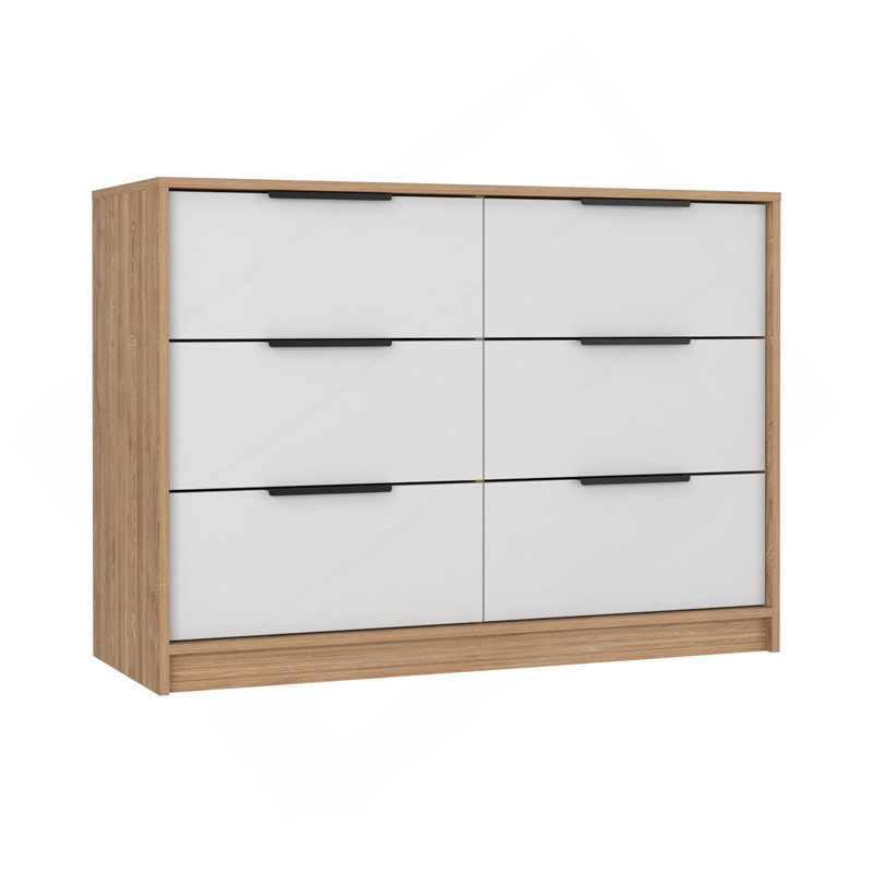 Commode 4 tiroirs Kaia, plateau supérieur - pin / blanc, Blanc/naturel