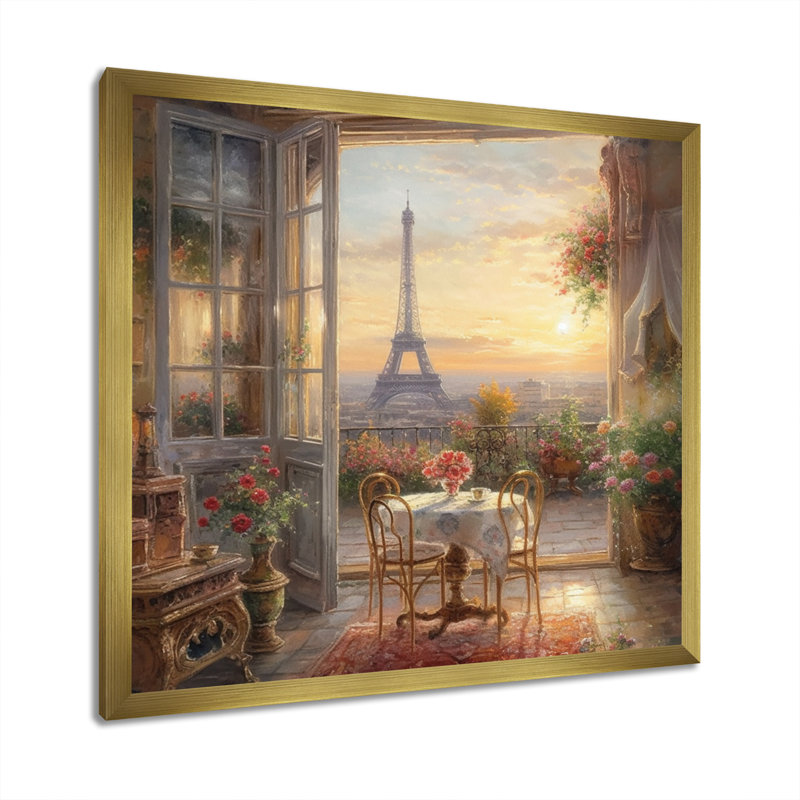 «Beautiful Eiffel Tower In Paris II», reproduction d'art sur toile encadrée Paris, Cadre photo unique, H 30 po x l 30 po