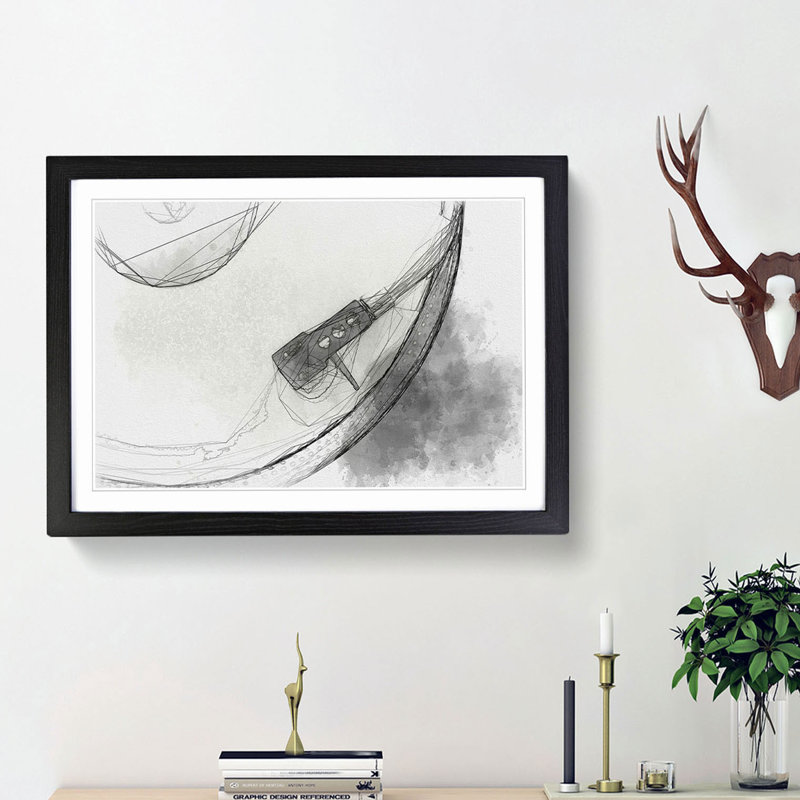 Needle of the Turntable in Abstract - Framed Print, 27cm H x 36cm W x 2cm D, Black Framed