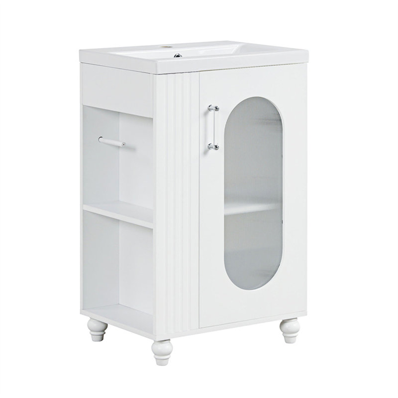 Meuble-lavabo de salle de bain avec lavabo et tablette à deux niveaux