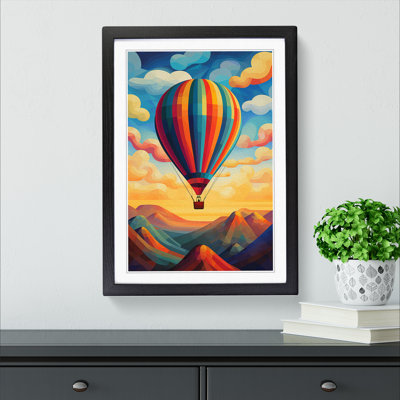 Hot Air Balloon Art Deco - Framed Print