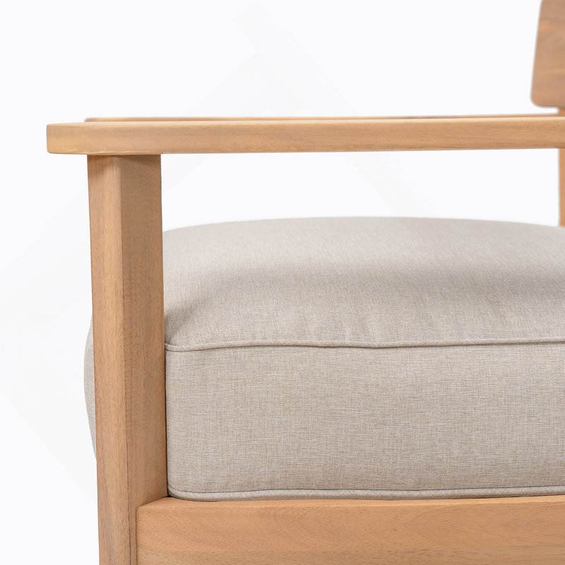 Fauteuil club en bois d'acacia avec coussin de siège, ensemble de 1, 1