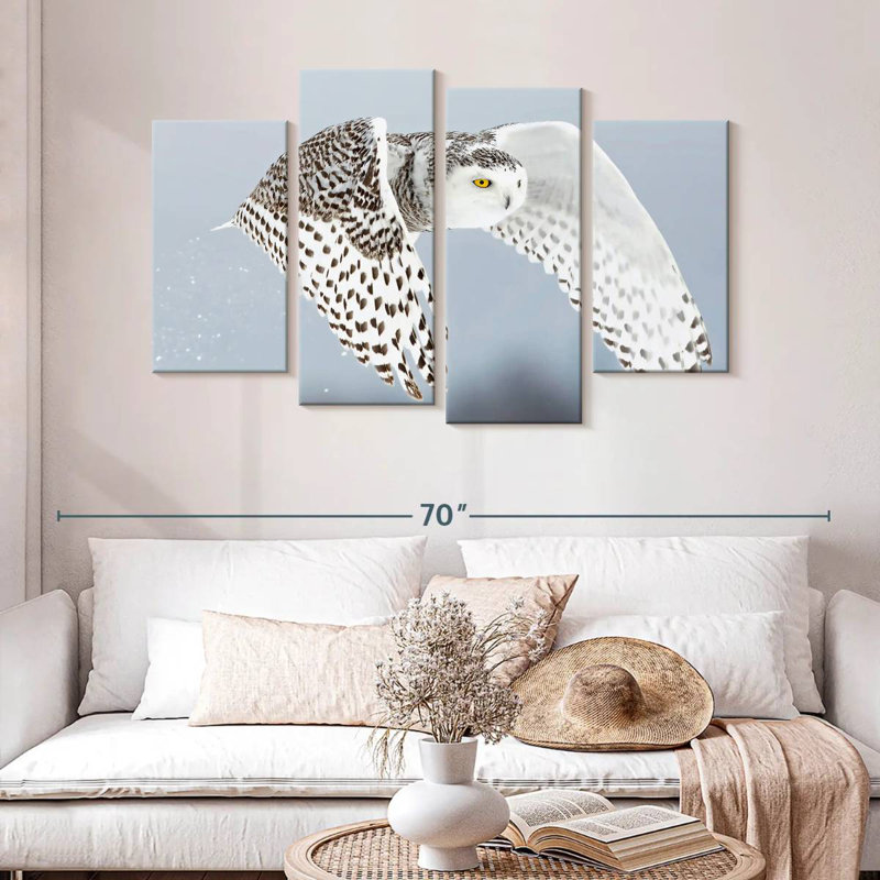 White Snowy Owl, 32" H x 52" W