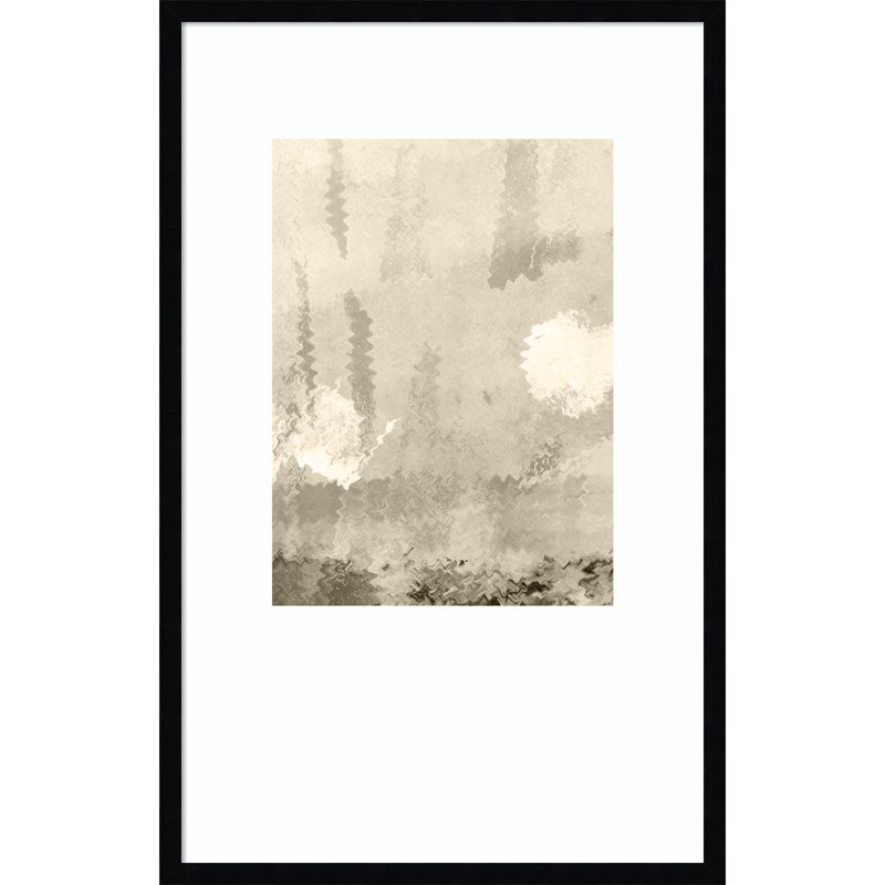 Deux lunes. Réflexions. «Abstract Lanscape In Neutral Colors No.1» par Dina Dankers, reproduction d'art encadrée sur bois