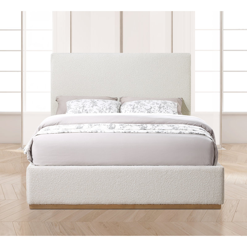 Monaco Piero Boucle Fabric Bed, Cream Boucle Fabric, Full