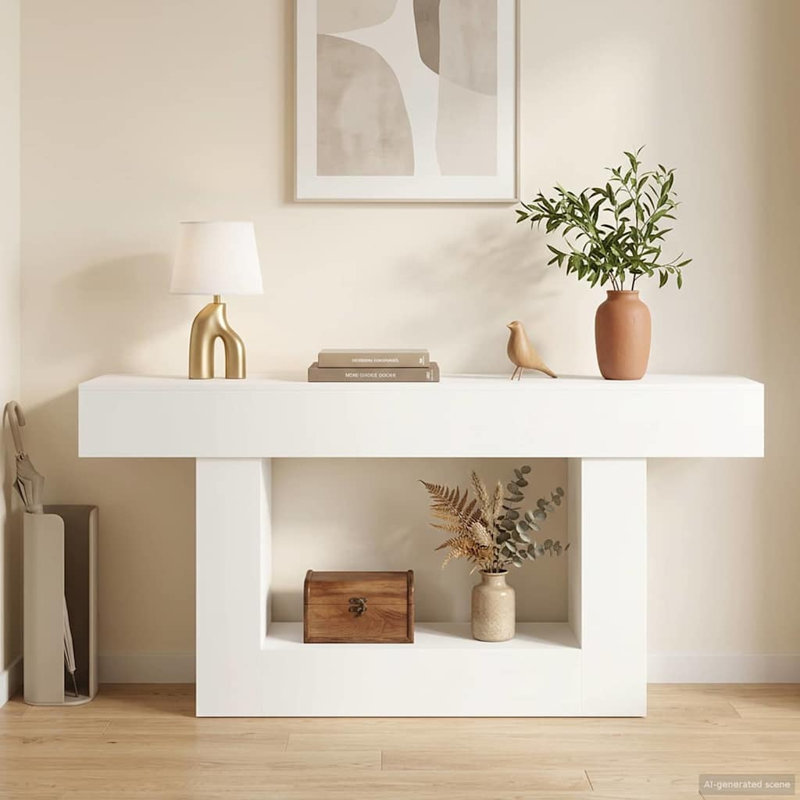 Console Table, 74cm H x 160cm W x 30cm D, White, White, White