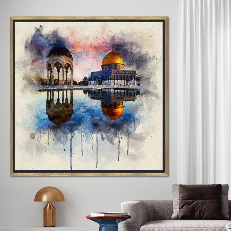 Print on Canvas, Framed Print without Mat, Gold, 50 cm H x 50 cm W