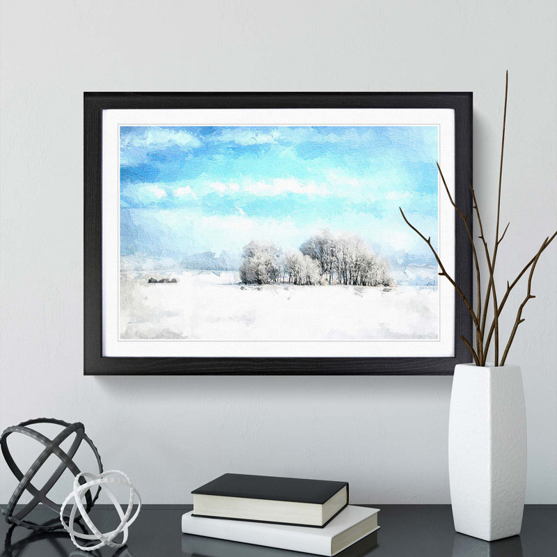 Winter Trees - Picture Frame Painting Print, 27cm H x 36cm W x 2cm D, Black Framed