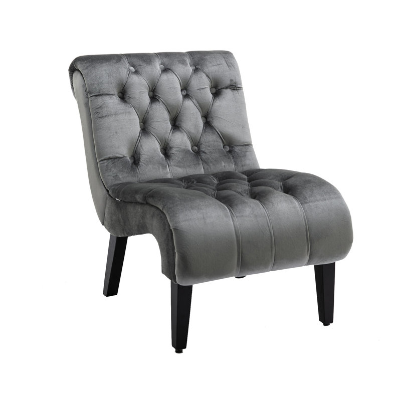 Chaise rembourrée en velours avec pieds en bois massif - Siège stable et élégant, rembourrage en mousse sans accoudoirs, confortable pour une chambre de bureau