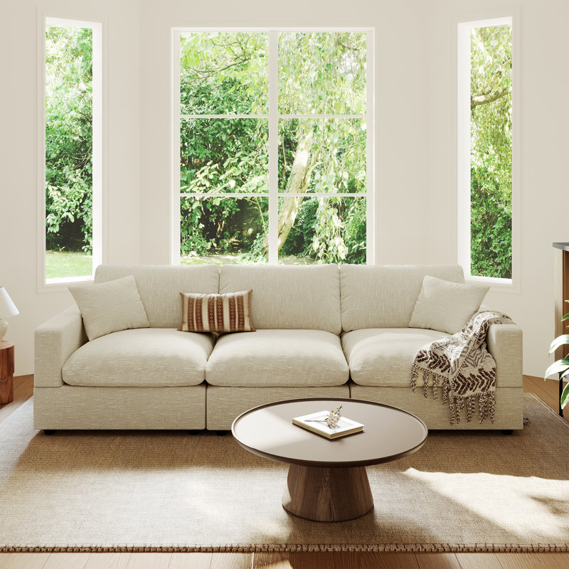 Canapé rembourré, canapé modulaire modulaire Cloud Couch pour salon, chambre à coucher, H 24,8 po x l 95,4 po x P 28,3 po, 3