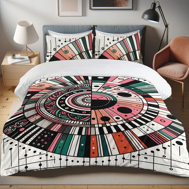 Geometric Shapes Duvet Cover, King Duvet Cover + 2 Standard Shams