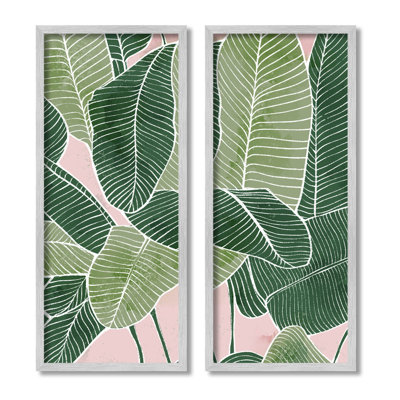 Ensemble de 2 estampes de jungle contemporaine encadrées par Ziwei Li