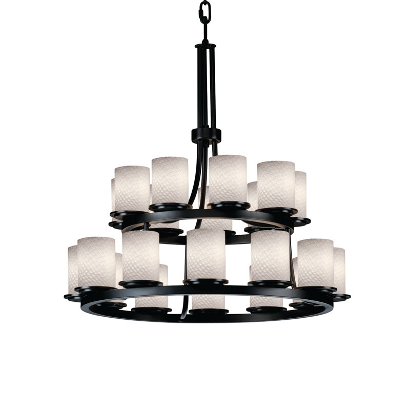 Lustre à niveaux ombré 21 lumières Aarona, Tissage, Bronze foncé