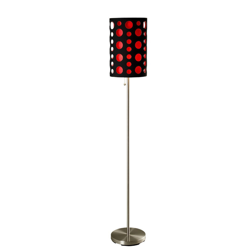 Retro 66" Tall Metal Floor Lamp, Red