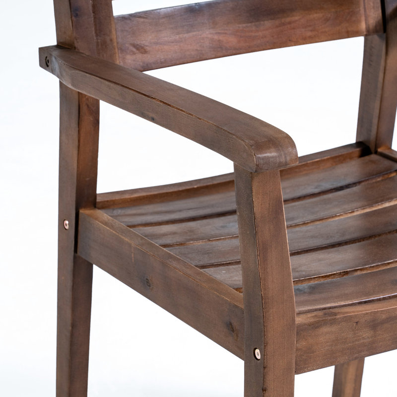 2 chaises de salle à manger en bois brun foncé pour la cour, la piscine, le jardin et l'extérieur 2