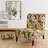 Retro Floral Revival Botanical Pattern - Velvet Upholstered Scandinavian Slipper Chair, Yellow Accent Chair