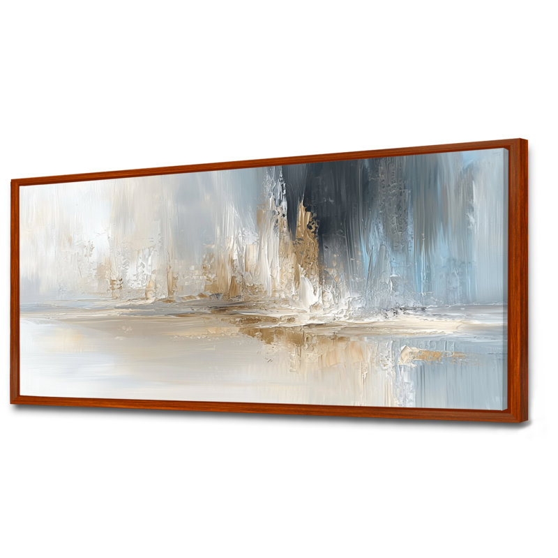 Gris, blanc, noir, blanc, écho, H 28 po x l 60 po, Impression encadrée flottante, Brun