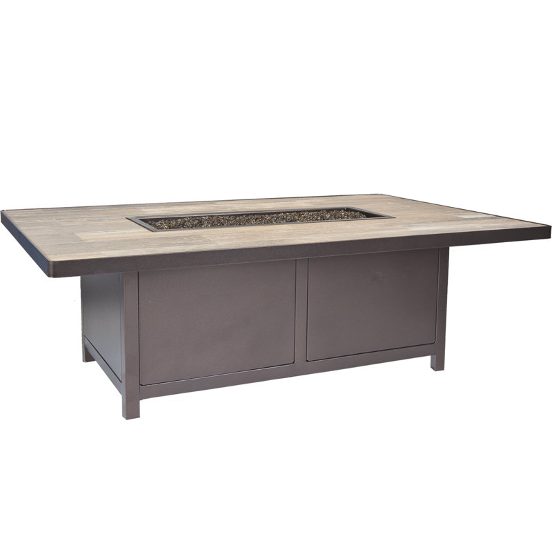 Capri Cast Iron Outdoor Fire Pit Table, 19" H x 58" W x 36" D, Pallazo White, Copper Creek