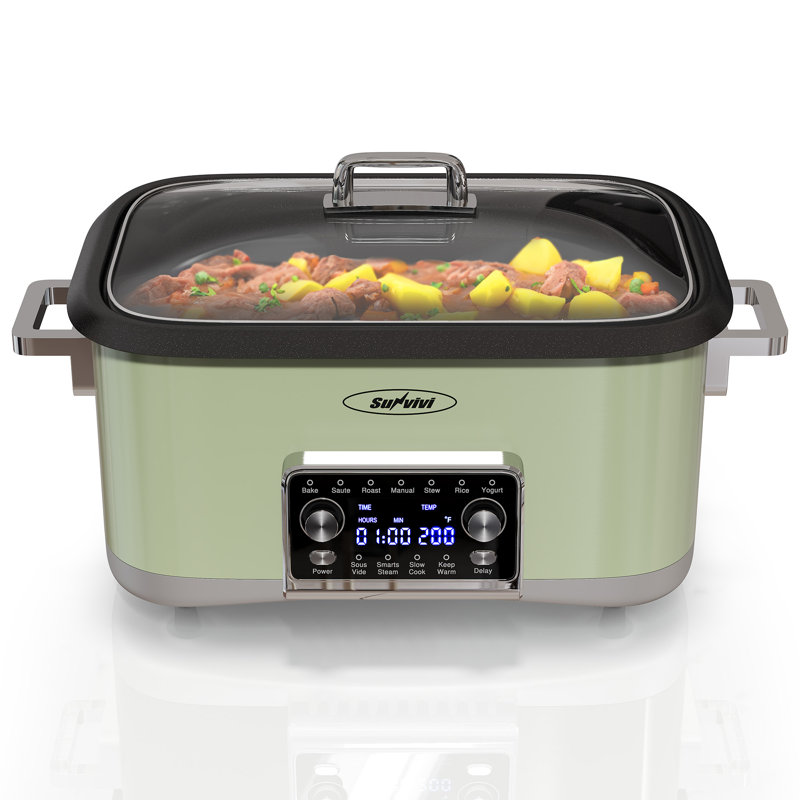 12-In-1 Digital Programmable Slow Cooker, 8 Quart Multi-Cooker, Green
